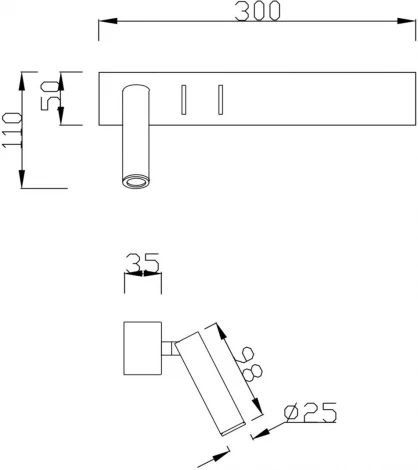 Настенный светильник (бра для чтения) Comodo 3000К 8Вт IP 20 LED Maytoni Technical C031WL-L8B3K (220V, выключатель)