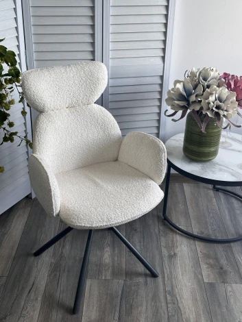 Стул ВАРДИ (VARDY) 360 град.поворот. Белый букле XD841-01 / Серый, ®DISAUR M-City 64283