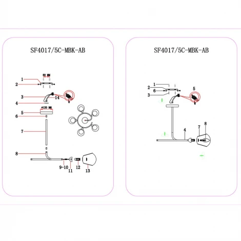 Потолочная люстра Seven Fires Griante SF4017/5C-MBK-AB
