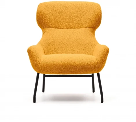 Belina Кресло из горчичной ткани букле и стали с черной отделкой La Forma (ex Julia Grup) арт.178034