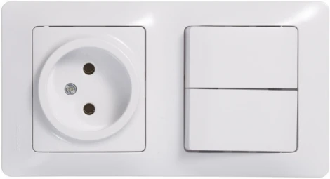 Розетка встраиваемая без заземления с двухклавишным выключателем (белый) Systeme Electric GSL000172