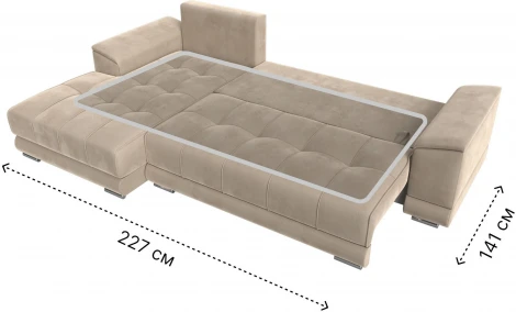 Диван угловой НордСтар левый угол (Бежевый/Велюр) Лига Диванов арт.121105L