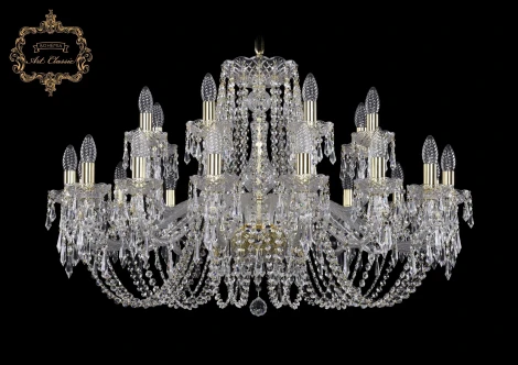 Подвесная большая люстра Art Classic 11.23 11.23.16+8.360.Gd.Dr (220V, хрусталь, на цепи, подсвечник, свеча)