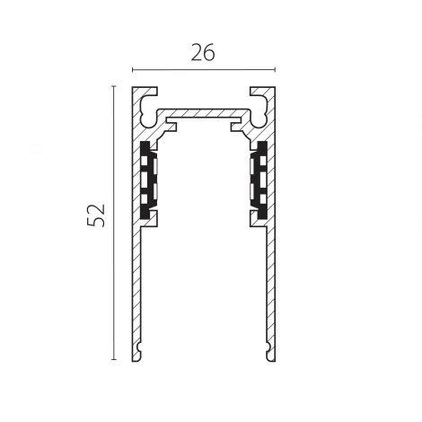 Шинопровод магнитный низковольтный накладной со стыковочным пазом 4-контактный 48V 2м Lightstar Uno Pro 509026P