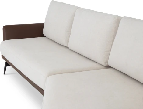 Диван Ispani угловой правый ОГОГО (арт.803483), (Ткань,Экокожа/Коричневый,Бежевый)