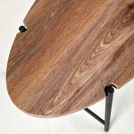 Стол журнальный МеталлАрт М025 коричневый дуб/черный Mebelik 009496