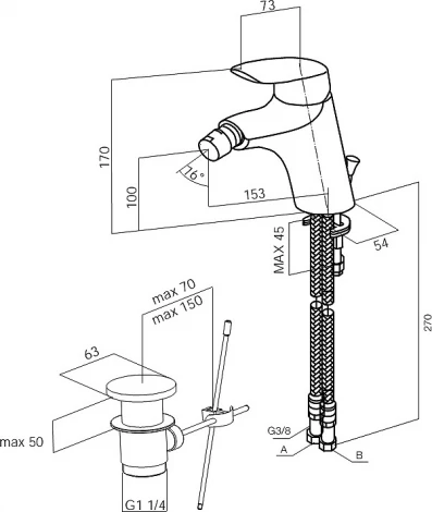 Смеситель Am.Pm Bliss L F5383132 для биде