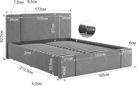 Кровать с подъемным механизмом Хлоя 160х200 см Mebelson (ДСП,Ткань/Кремовый) арт.ZP.KM1.6-24.2081