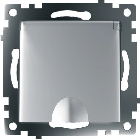 Розетка с заземлением защитной крышкой и шторками (серебро) Stekker Катрин 39580