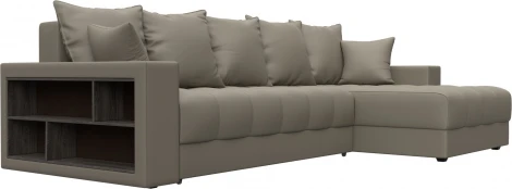 Диван угловой с декором и полкой Лига-050 НПБ Лига Диванов (Экокожа) арт.128602