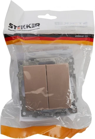 Выключатель двухклавишный (шампань) Stekker Катрин 39592