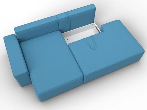 Диван угловой Лига-079 угол левый (ДСП/Пластик/Рогожка/Голубой) Лига Диванов 129814L