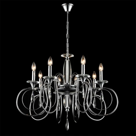 Подвесная люстра Lumion Laoka 8032/8 хром, металл/хрусталь Е14 8*40W 220V (подвески, на цепи, подсвечник, свеча)