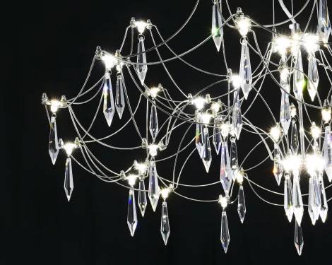 Подвесная люстра светодиодная с пультом и хрустальными подвесками Asfour MyFar Ersilia MR2660-60P-76AP