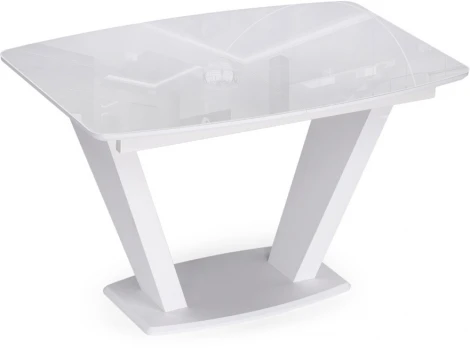 Стол на тумбе Woodville Петир 120(160)х80 ультра белый / белый / камень белый 517335