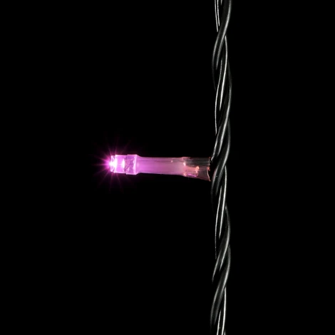 Гирлянда Нить 10м Розовая 24В, 100 LED, Провод Черный ПВХ, IP54