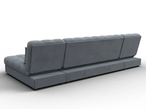 Диван П-образный Лига-116 НПБ (ДСП,ЛДСП,Велюр/Серый) Лига Диванов 137312