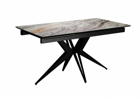 Стол DikLine DKS140 керамика Venetian Brown Light глянец, подстолье черное, опоры черные (2уп.) 00-00081179