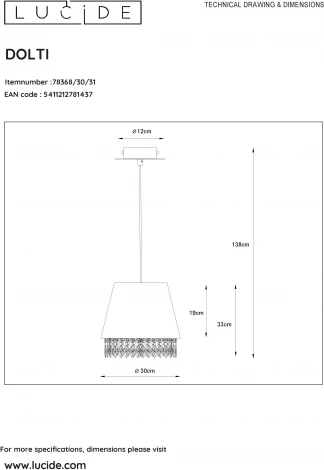 Подвесная люстра Lucide Dolti 78368/30/31
