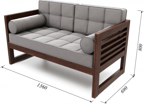 Диван Arsko прямой Сега М орех велюр серый