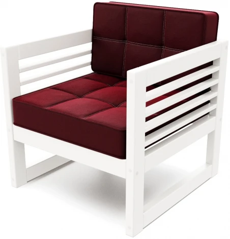 Кресло Arsko Сега белая эмаль велюр бордовый