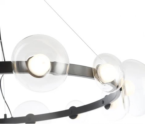 Подвесной светильник Crystal Lux BOSQUE SP12 BLACK/TRANSPARENT (LED, 220V, на тросе, круглые)