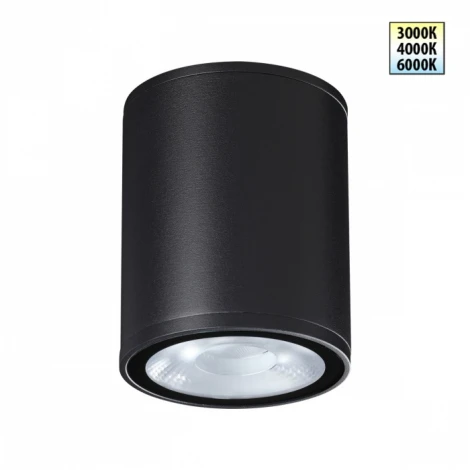 Потолочный светильник с переключ. цветовой температуры Novotech Tumbler 359535 черный LED 10W 220V 3000К\4000К\6000К (круглые, IP65)