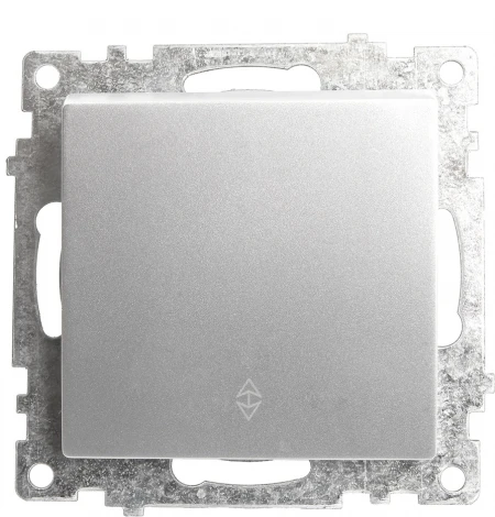 Переключатель одноклавишный (серебро) Stekker Катрин 39576