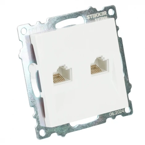 Розетка Ethernet RJ-45 двойная (белый) Stekker Катрин 50003