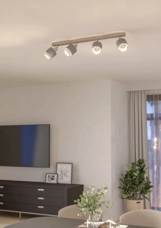 Спот Eglo Bellizzi 901048 4x7,5W(E14-LED), сталь, никель мат, текстиль, серый, белый