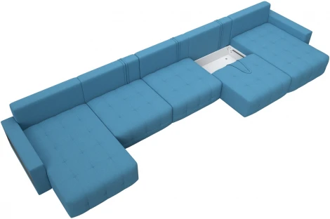 Диван п-образный с полками Лига-053 НПБ МегаЛонг Лига Диванов (Рогожка) арт.129002
