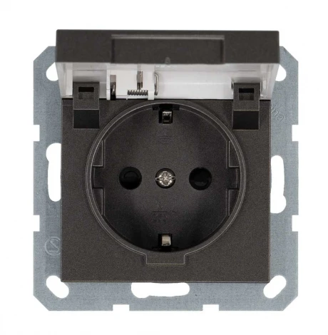 Розетка с защитной крышкой и шторками (мокко) Jasmart G-Classic G5505Z