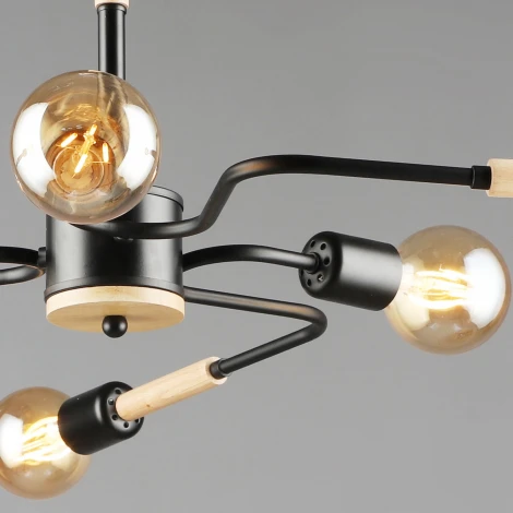 Потолочная люстра на штанге Reluce 10070-0.3-06 BK+WOOD