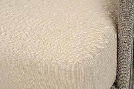 "Альбано" кресло плетеное из роупа, каркас алюминий светло-серый (RAL7035) муар, роуп серый меланж круглый, ткань Mossle светло-бежевая 4SIS арт.УТ-00009676