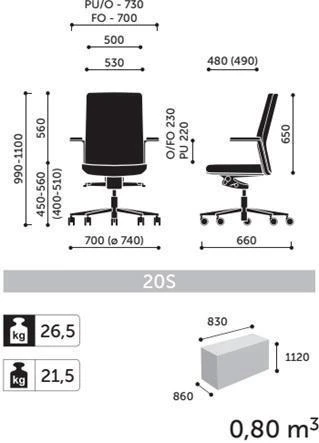 Эргономичное кресло MyTurn 20S Profim Натуральная кожа S-10