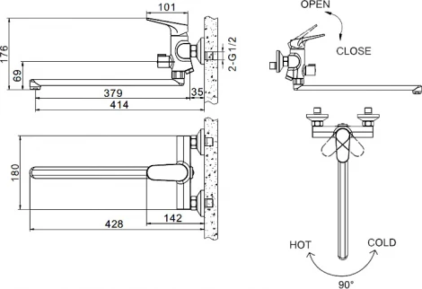 Смеситель Bravat Eler F6191238CP-01L универсальный