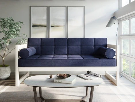 Диван Arsko прямой Сега Б беленый дуб рогожка синяя