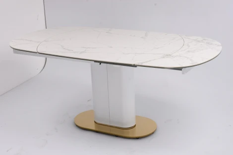 Стол обеденный раскладной Атриум-2 MC3035-120W, 120(30+30)х90х77 см, белая керамика IST-CASA