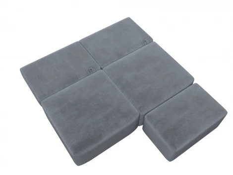 Диван прямой модульный с пуфом Лига-060 НПБ (ЛДСП,Брус,Фанера/Пластик/Велюр/Серый) Лига Диванов 129658