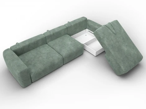 Диван угловой Лига-066 НПБ Лонг угол правый (ЛДСП,Фанера,Брус,Велюр/Зеленый) Лига Диванов 131218