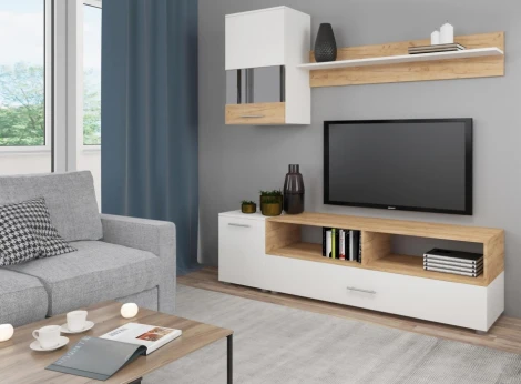 Готовая гостиная Алонсо (Алонсо белая / дуб золотой) Woodville арт.398918