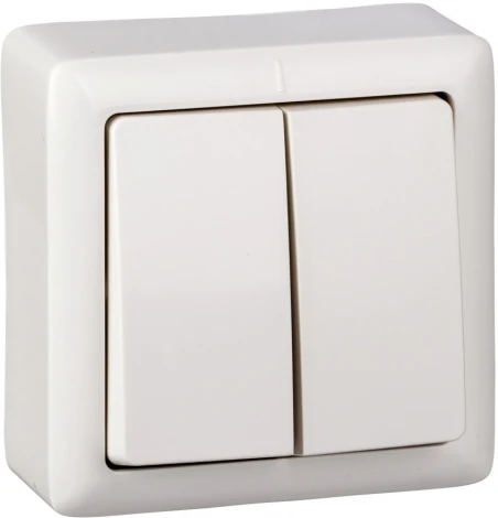 Выключатель накладной двухклавишный (белый) Systeme Electric VA56-232-B