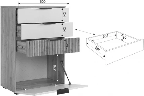 Прихожая "Мебельсон К3" (1200х353х1750) Mebelson (ЛДСП,Пластик,Металл,Зеркало,МДФ/Дуб крафт золотой,Графит,Черный) арт.ПК0003Мебельсон.3533