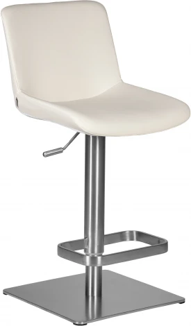 Стул барный DOBRIN ALDO (белый PU P23, основание из нержавеющей стали)