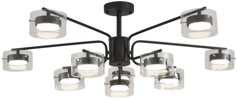 Потолочная люстра на штанге Lumion Natalina 8349/10C черный/прозрачный, металл/стекло LED GX53 10*7W 220V