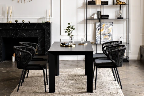 Обеденная группа на 4 персоны со стульями Милан, каркас темно-серый, роуп темно-серый 4SIS Венето VEN-CMIL4T1-5-SET D-gray