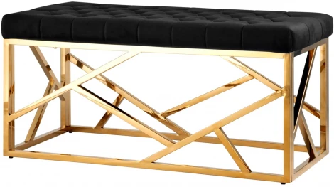 Банкетка-скамейка Stool Group АРТ ДЕКО велюр черный сталь золото УТ000001882