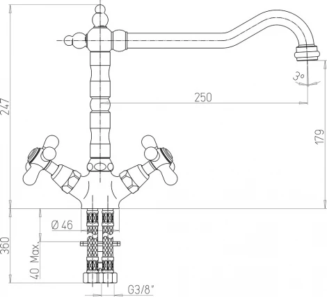 Смеситель Paini Monaco 08CR570BLMKM для кухонной мойки