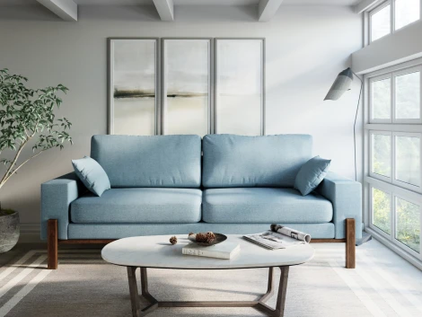 Диван Arsko прямой Хангель рогожка голубая