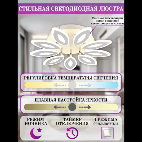 Умная потолочная люстра Natali Kovaltseva Led Lamps HIGH-TECH 82043